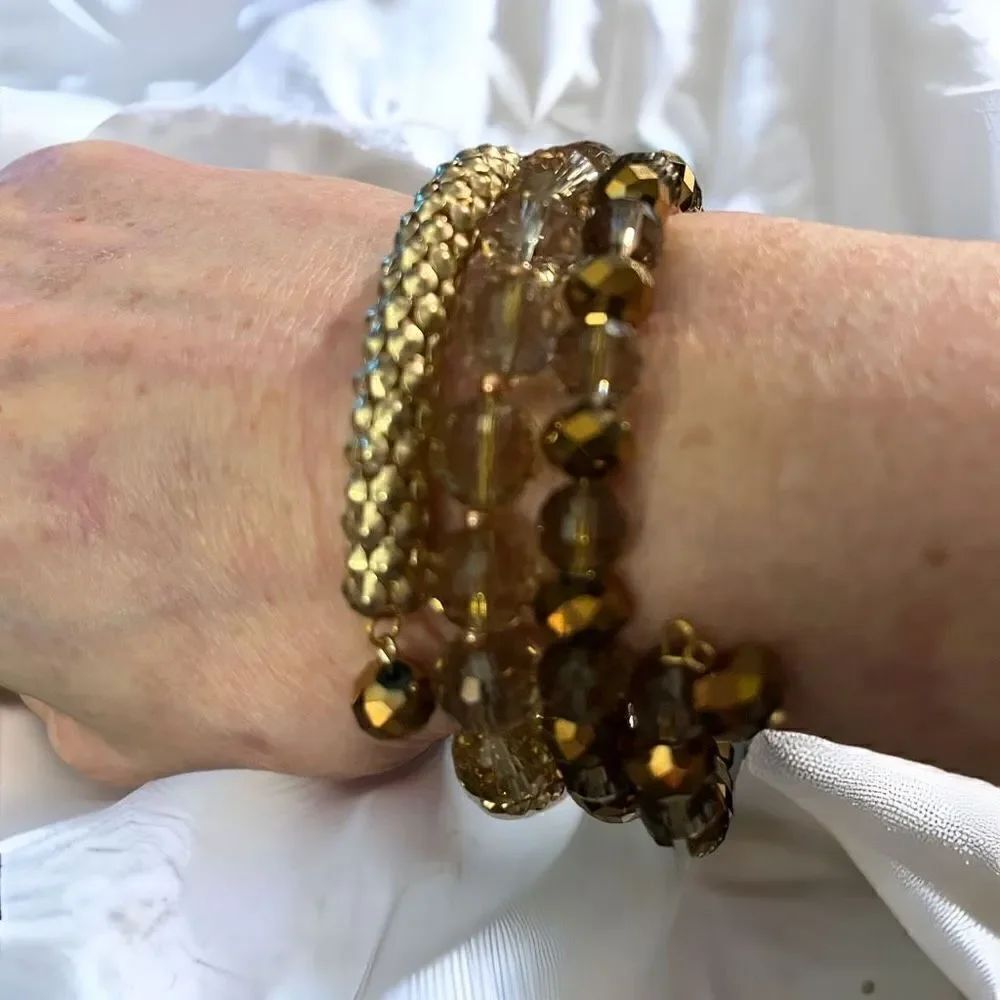 Lisa E Stretch Wrap Bracelet Bronze & Gold NWT